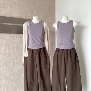 Women's 3-Piece Tank Top Wide-Leg Pants Cardigan Set Casual Elegant Early Autumn 2026